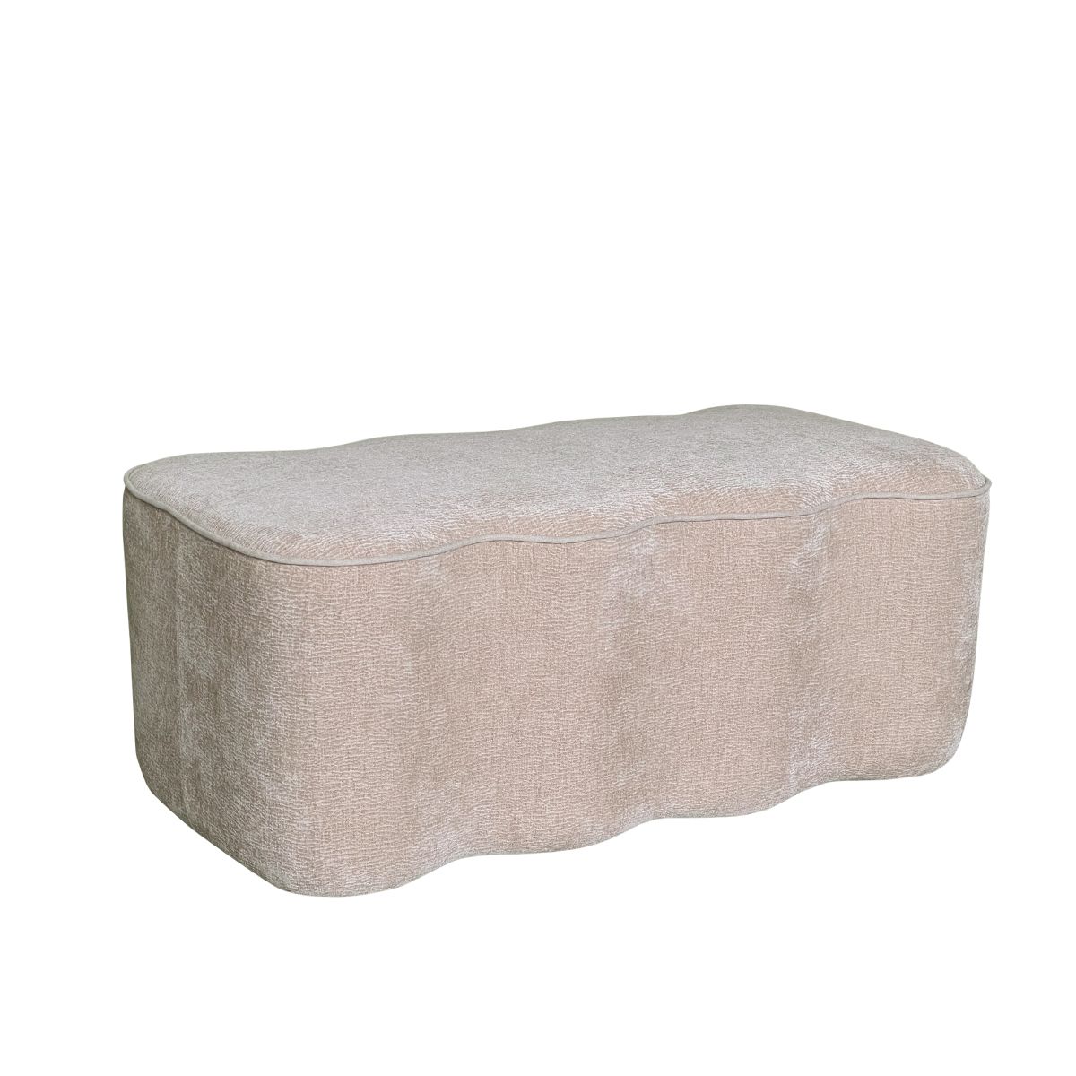 Celine puff (100x51x39) Wave beige med krem piping