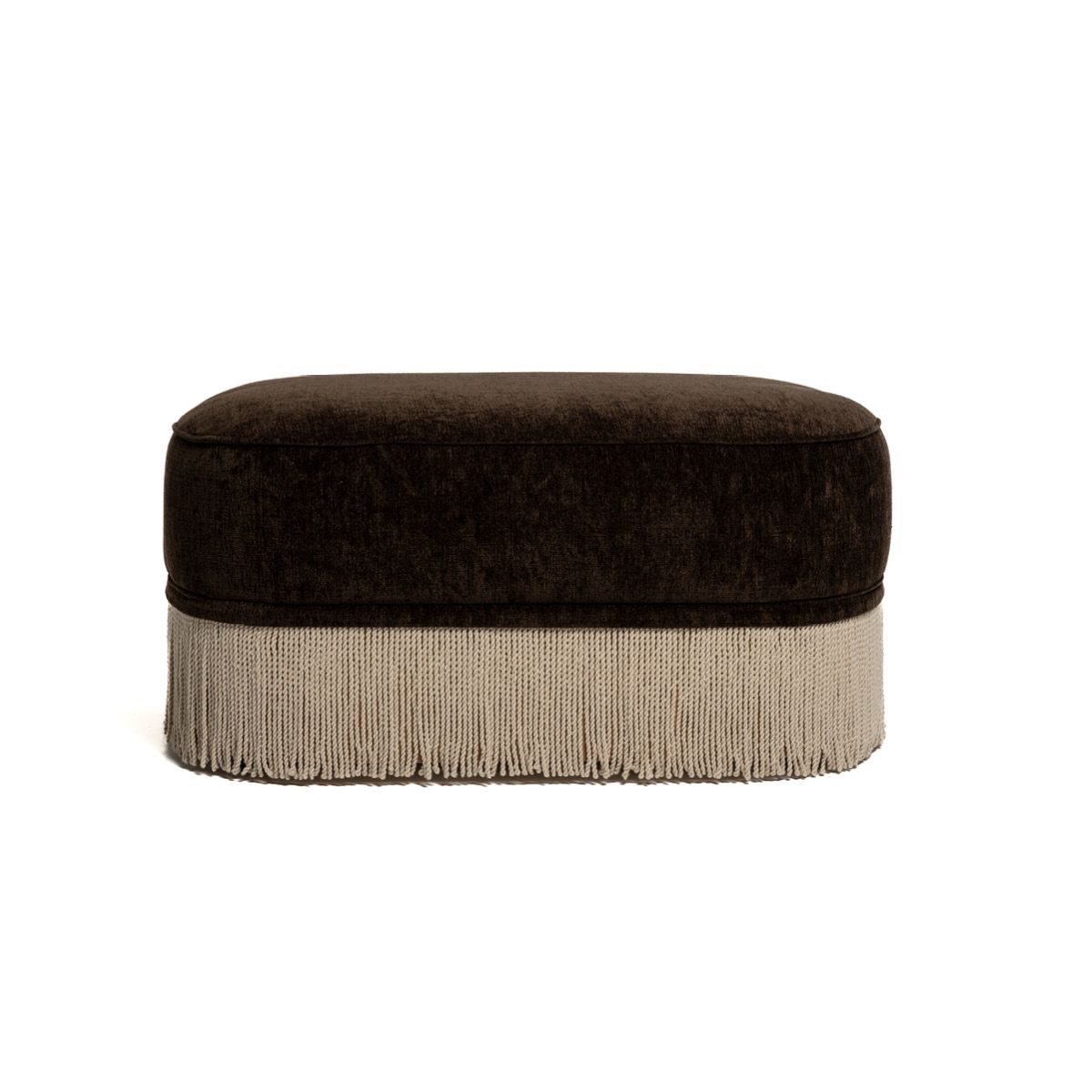 Nouvelle ottoman (90x70) Randy 12 mørk brun - avtagbare frynser
