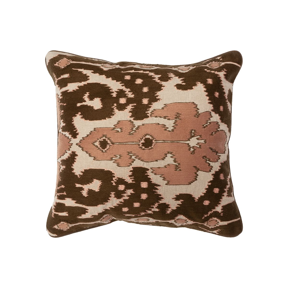 Lama brodert pute (50x50) brun/rosa