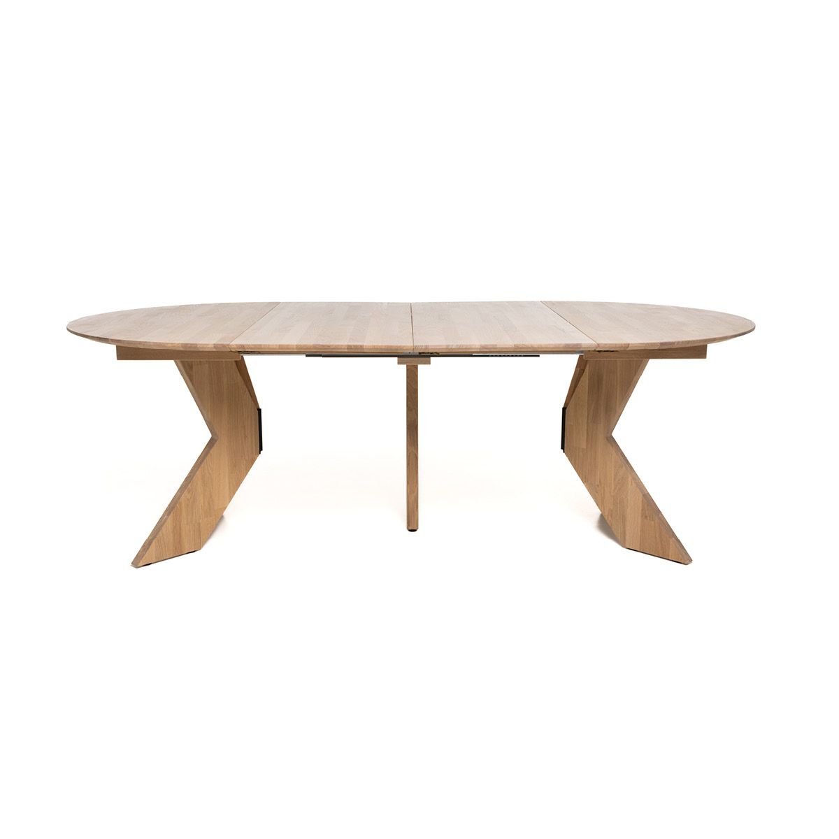 Aspen rundt spisebord ø120 (220) med 2 tilleggsplater hvitoljet heltre eik