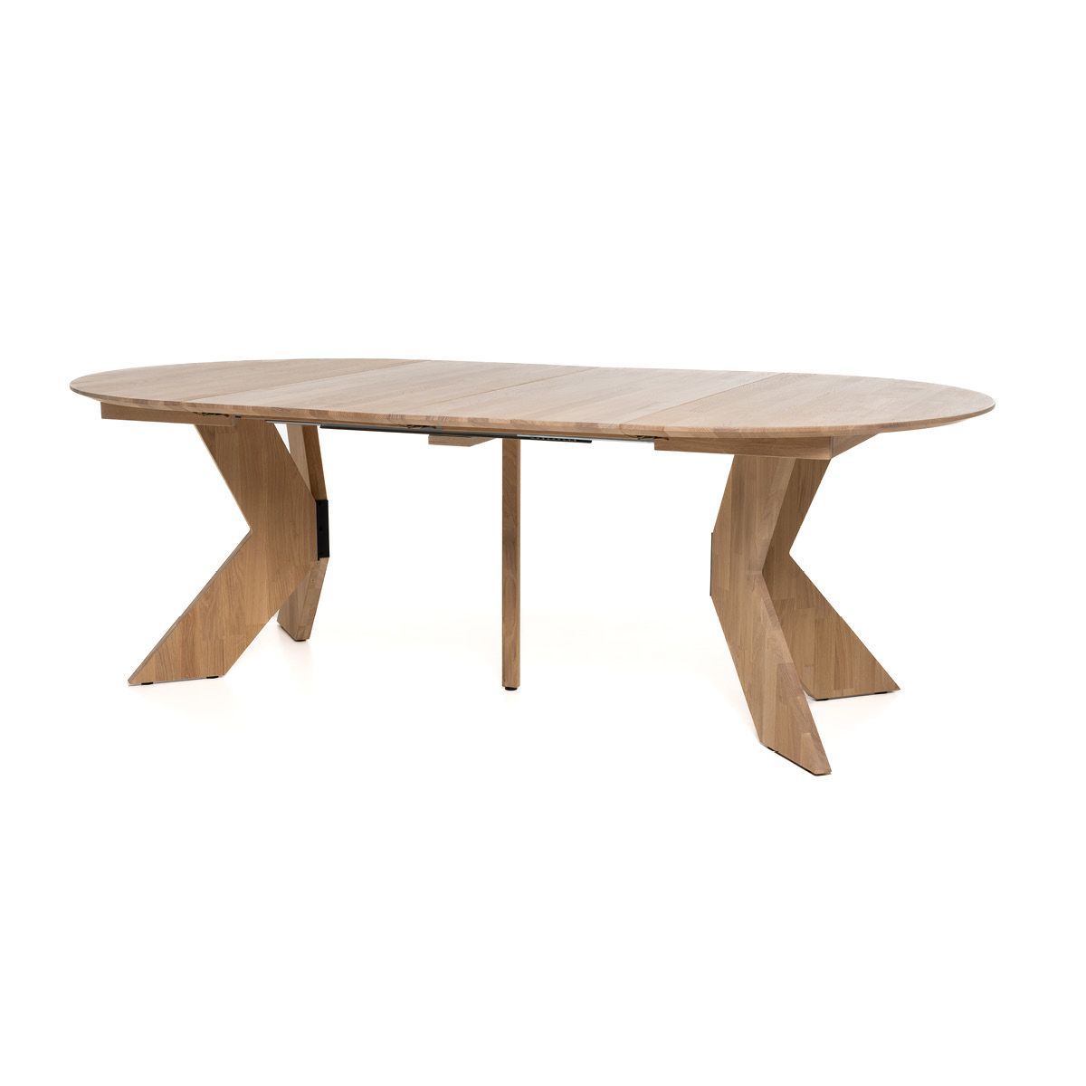 Aspen rundt spisebord ø140 (240) med 2 tilleggsplater hvitoljet heltre eik