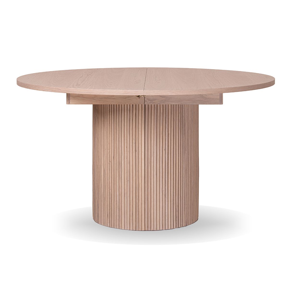 Noor rundt spisebord ø150 (300) med 3 tilleggsplater (hvitvasket eik)