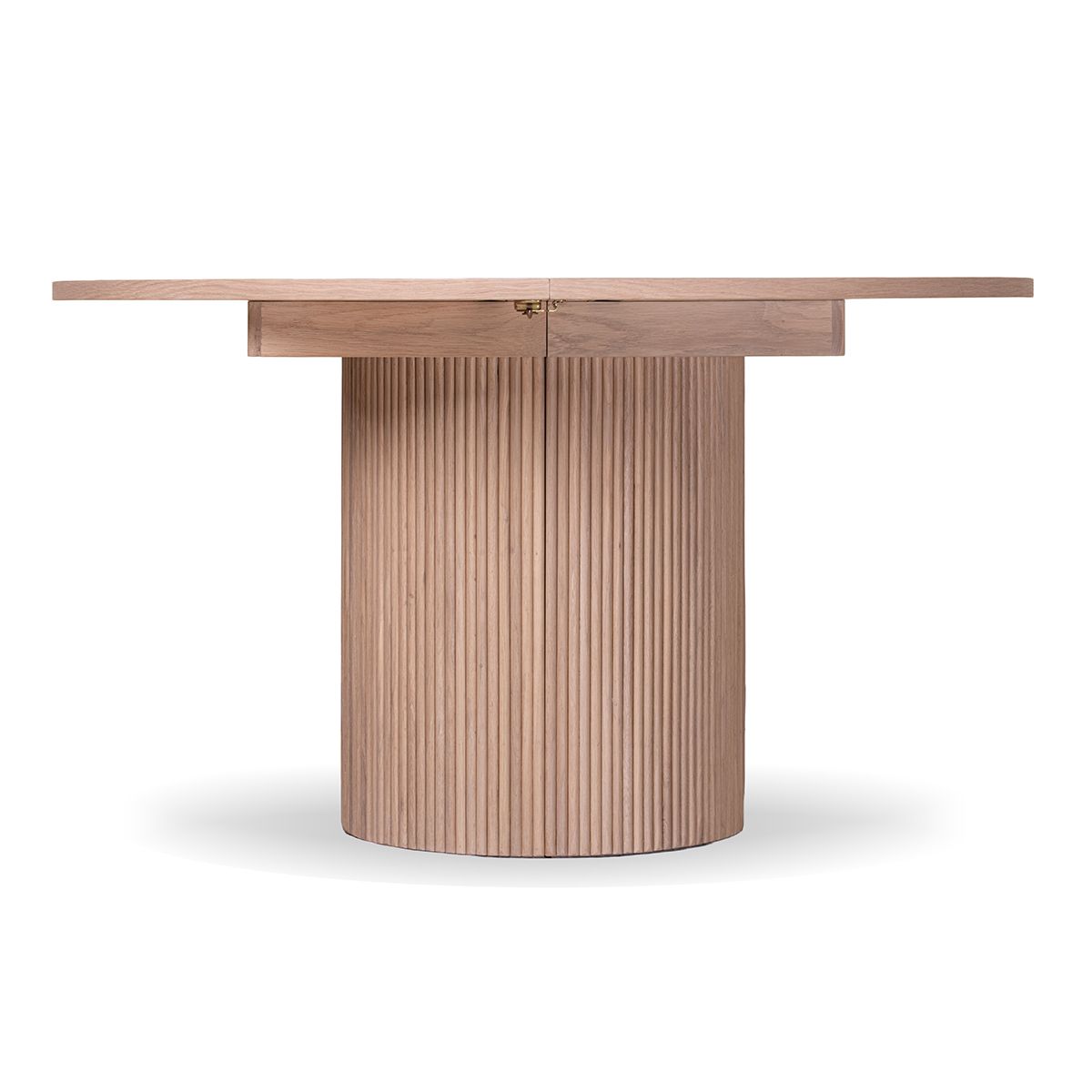 Noor rundt spisebord ø120 (270) med 3 tilleggsplater (hvitvasket eik)