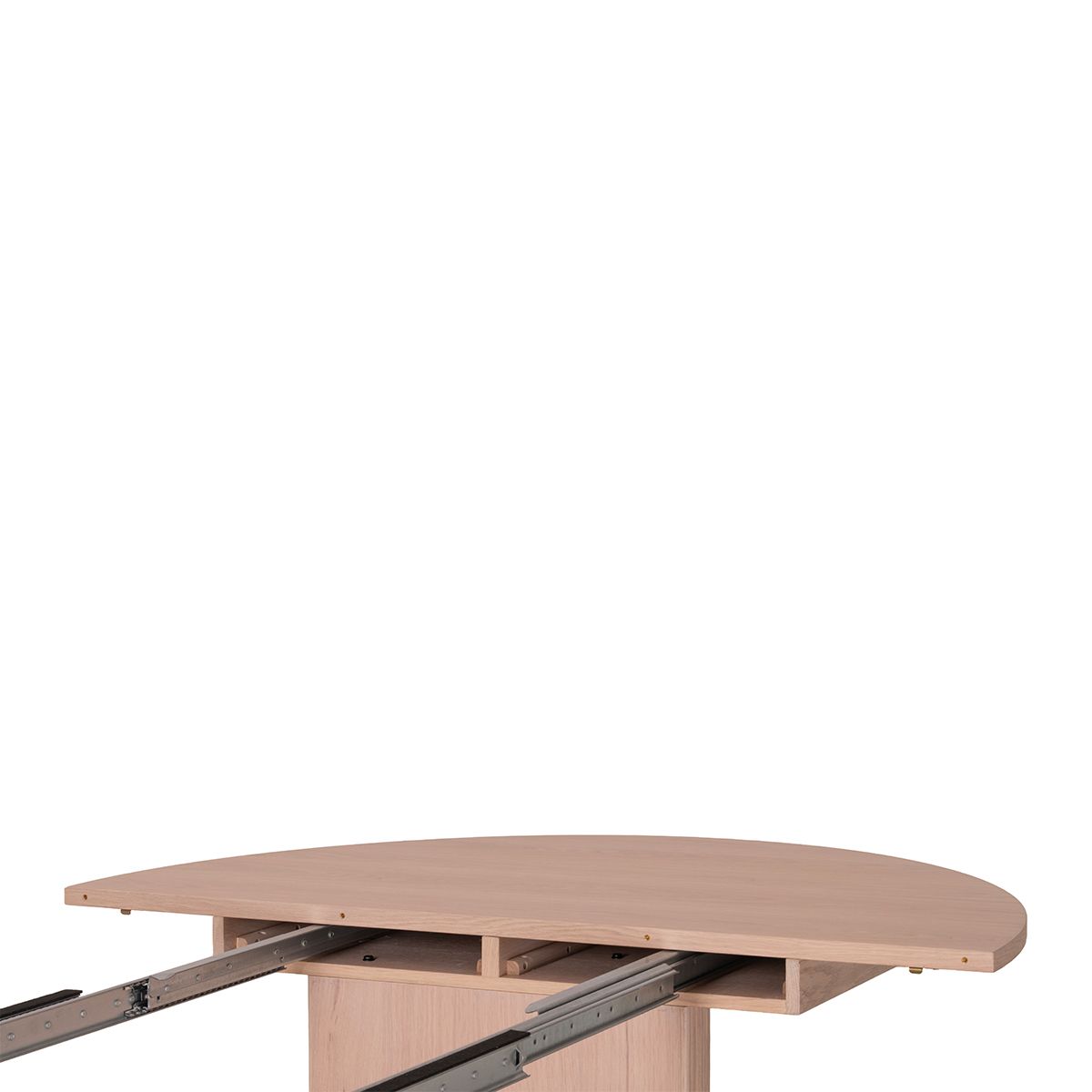 Noor rundt spisebord ø150 (300) med 3 tilleggsplater (hvitvasket eik)