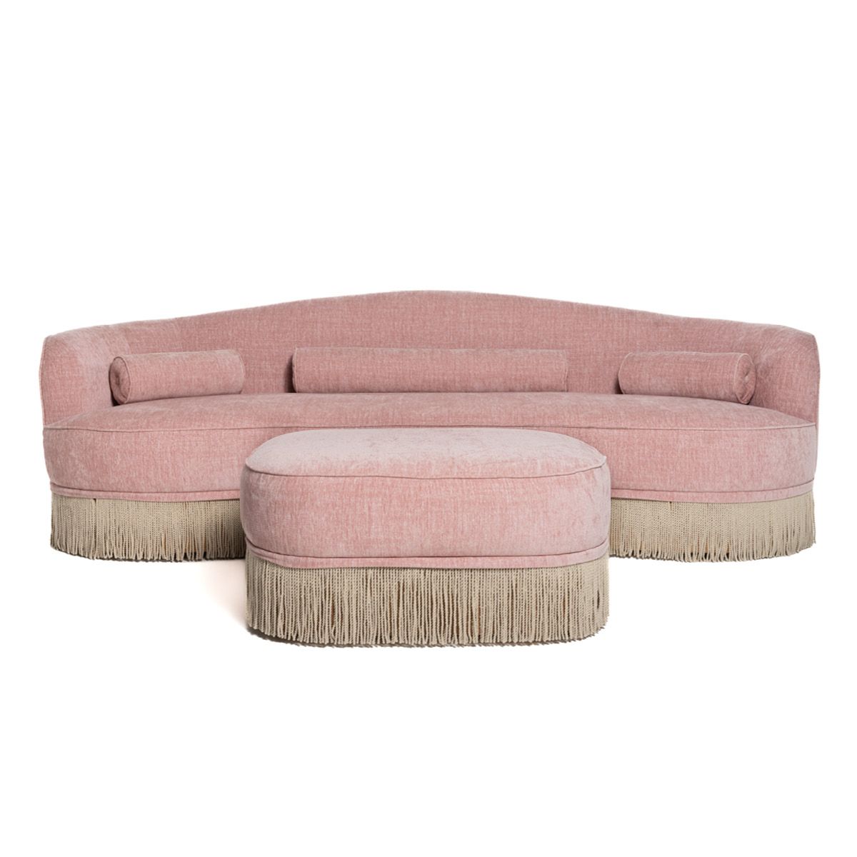 Nouvelle sofa (250x90) Randy 24 rosa - avtagbare frynser