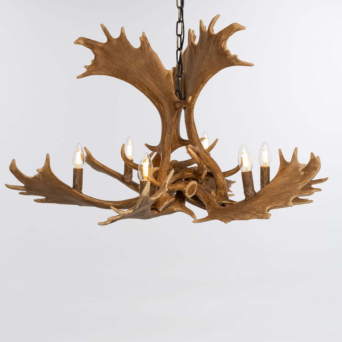 Røros gevir taklampe - 6 gevir, 6 lys (ø85x48)