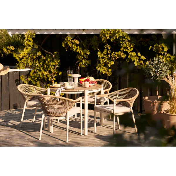 Hovedbilde Abela spisegruppe (aluminium/nonwood) sand/natural - bord/4 stoler