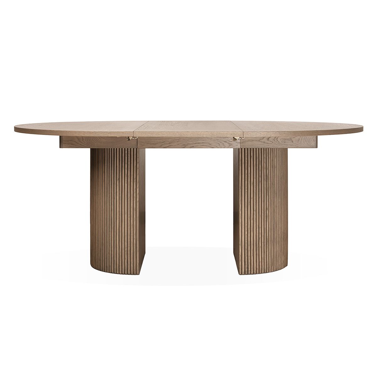 Noor rundt spisebord ø110 (260) med 3 tilleggsplater (gråoljet eik)