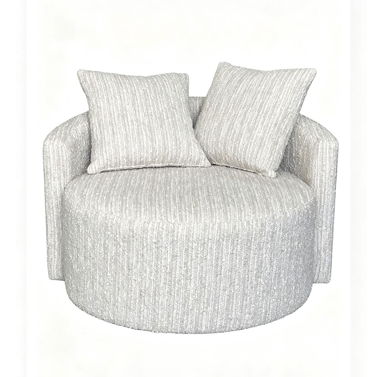 Noemi lenestol med sving (111x108x88) Grovvevd beige/krem melert